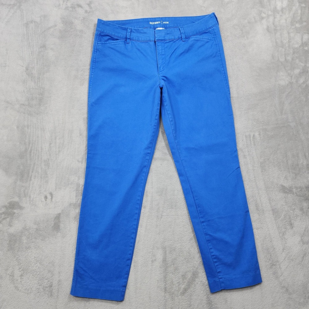 Old Navy Pants Womens 10 Blue Pixie Chino Mid Rise Slim Ankle Stretch Casual